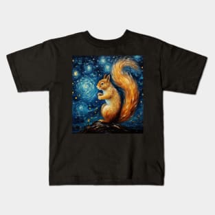 starry night squirrel Kids T-Shirt